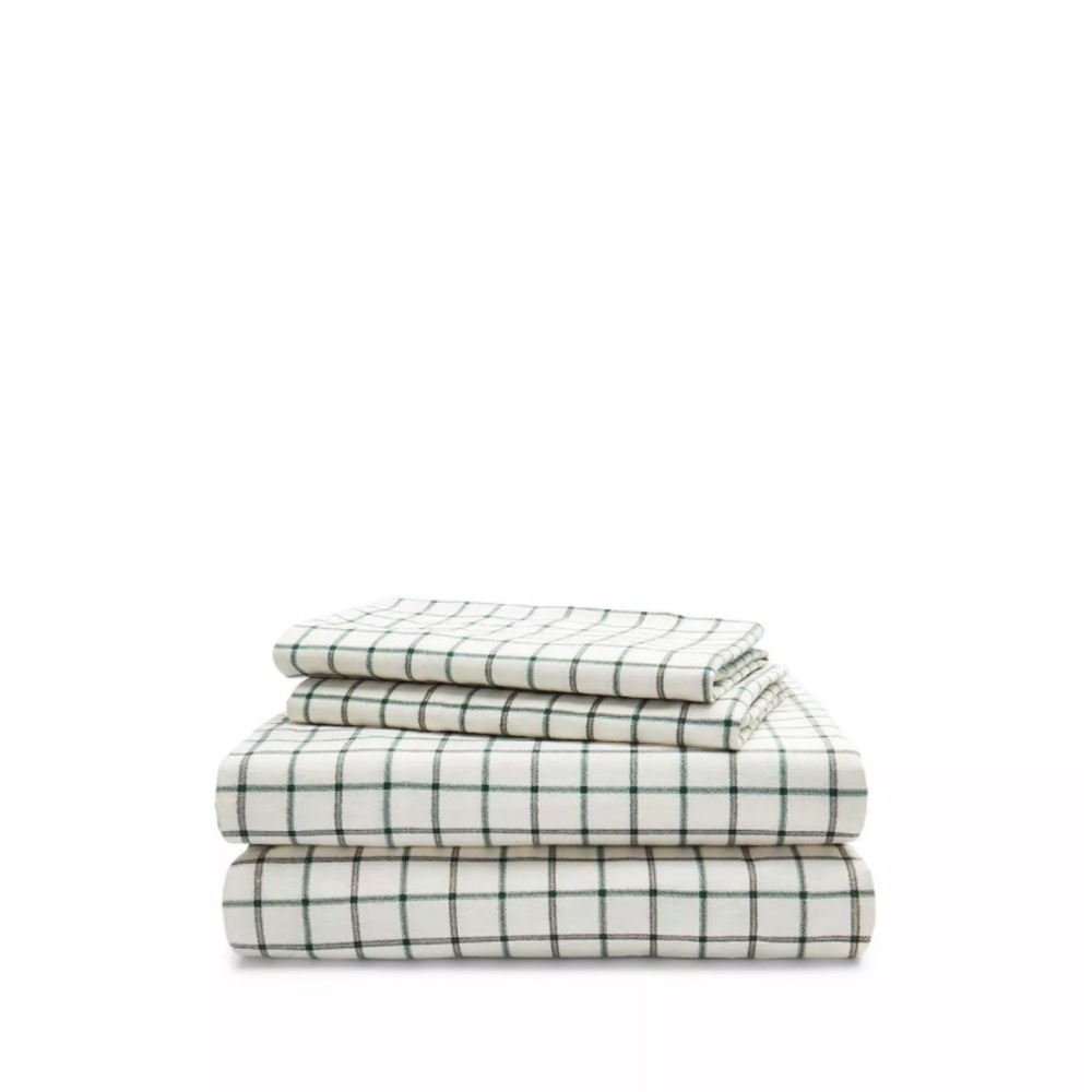 Ralph Lauren green check Millerton flannel king sheet set
